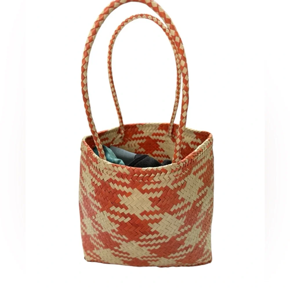 Urban Outfitters Women's Natural Orange Daisy Mini Straw Tote Bag NWOT BAGSBIN2 - Picture 7 of 7